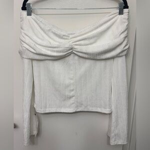 NWOT Reformation Amabel Off Shoulder Knit Top | Fitted Ribbed Sweater Top